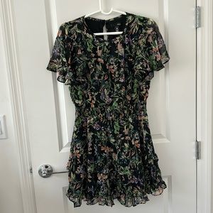 Aqua printed ruffle dress